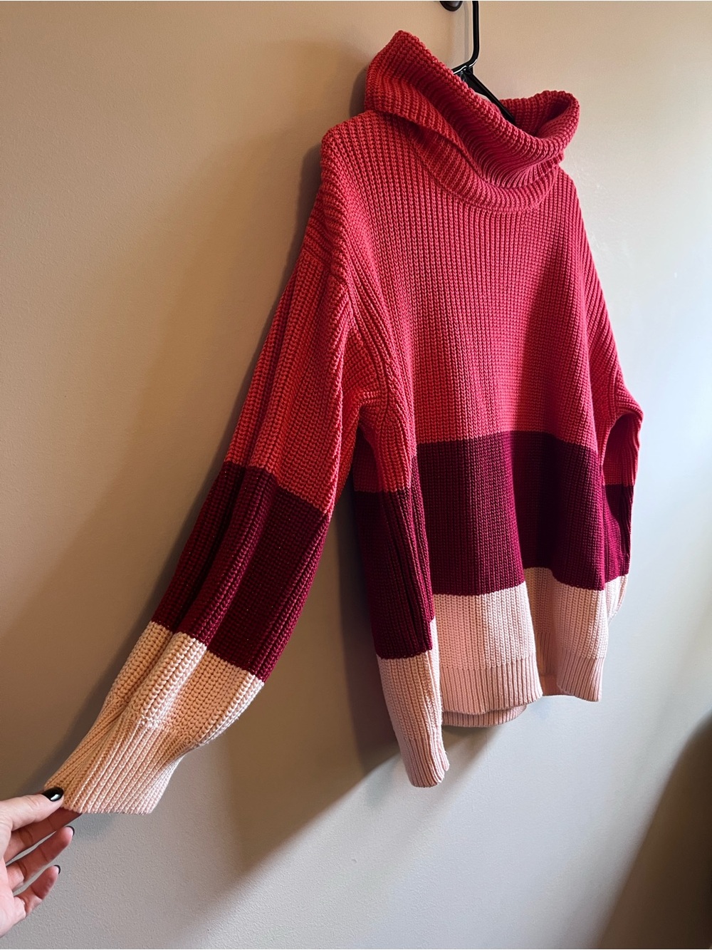 Colorblock Sweater in Shades of Pink and Red - Picture 4 of 7
